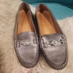 Coach Metallic Silver Loafers